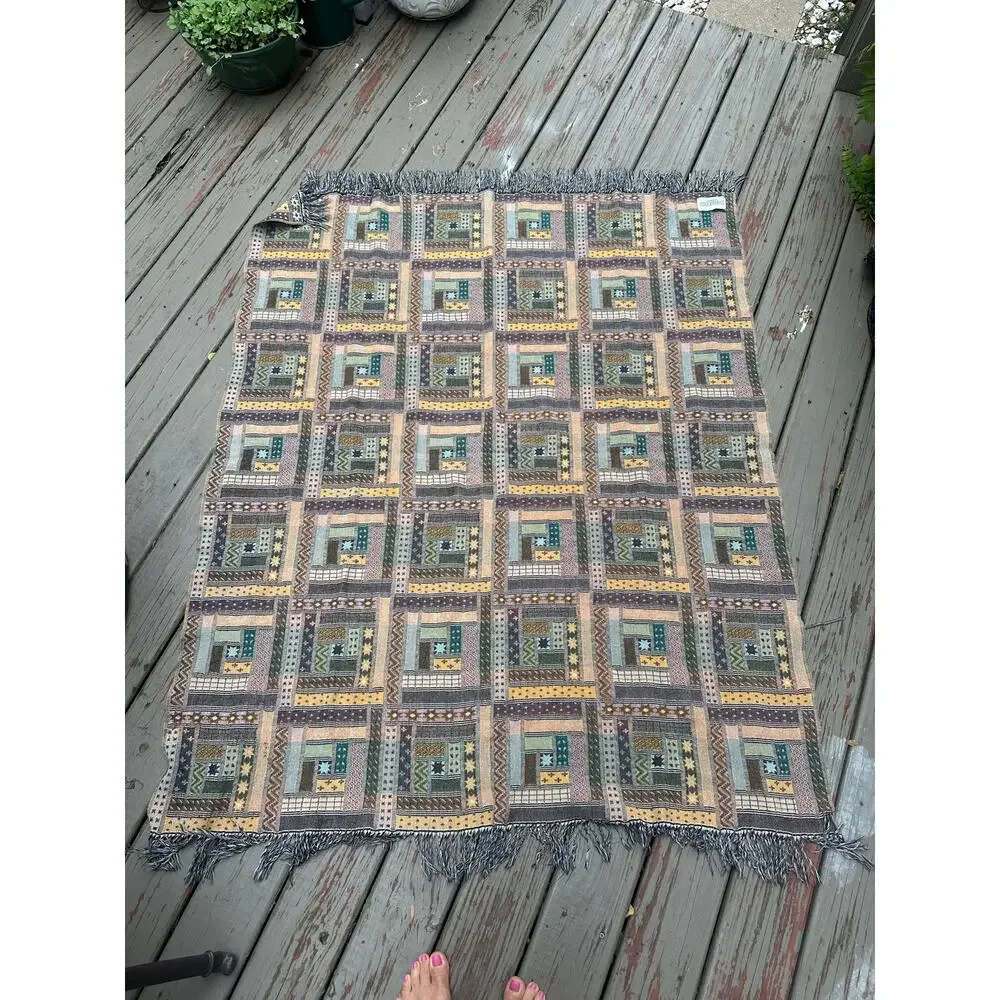 LaneRossi Samarkanda throw Blanket made in Italy Mcm knit geometric colorful art